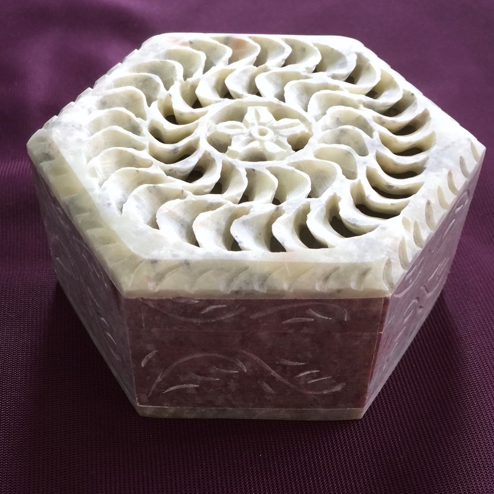 Hand carved stone box